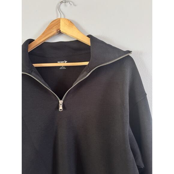 Old Navy Active Black Bounce Fleece 1/4 Zip Cropped Pullover Sweatshirt Size XS - Picture 4 of 7